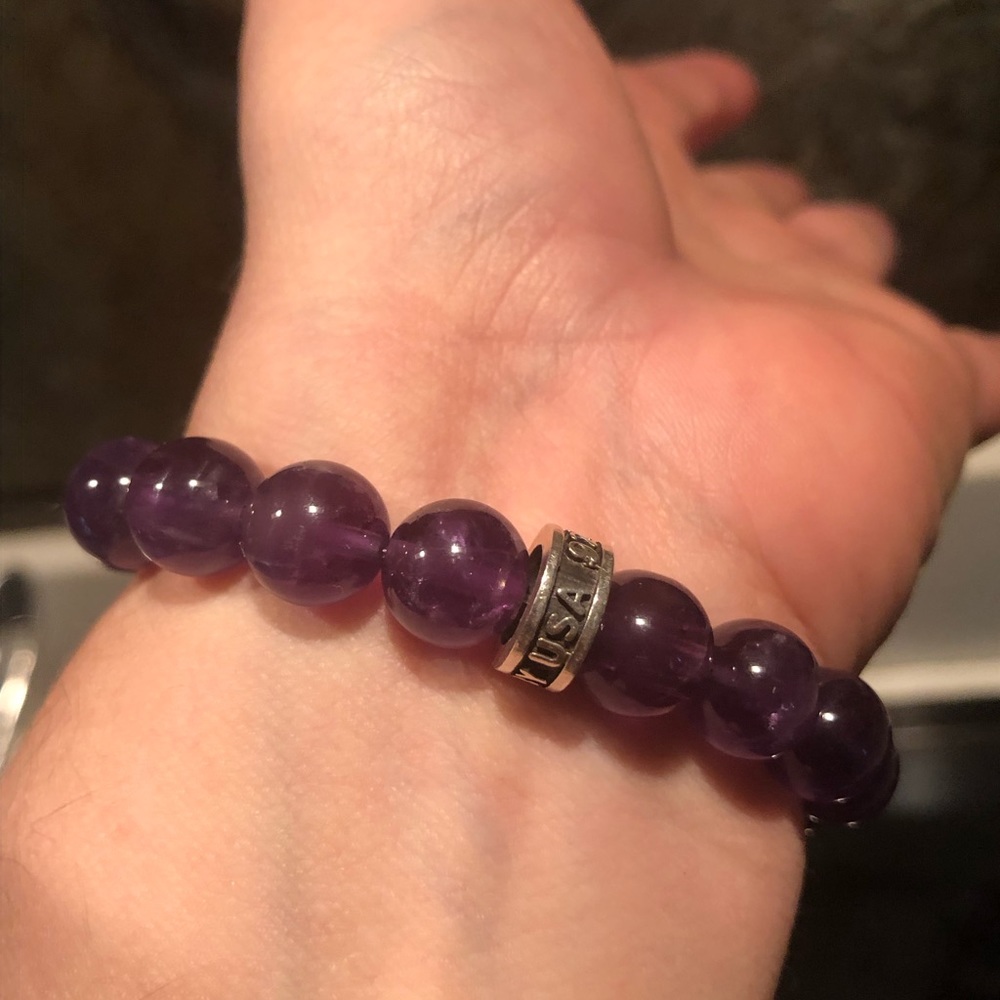 ❌SOLD❌❤️KING BABY STUDIO 10mm Amethyst Bead Silver Skull Bracelet $365 - Picture 15 of 15